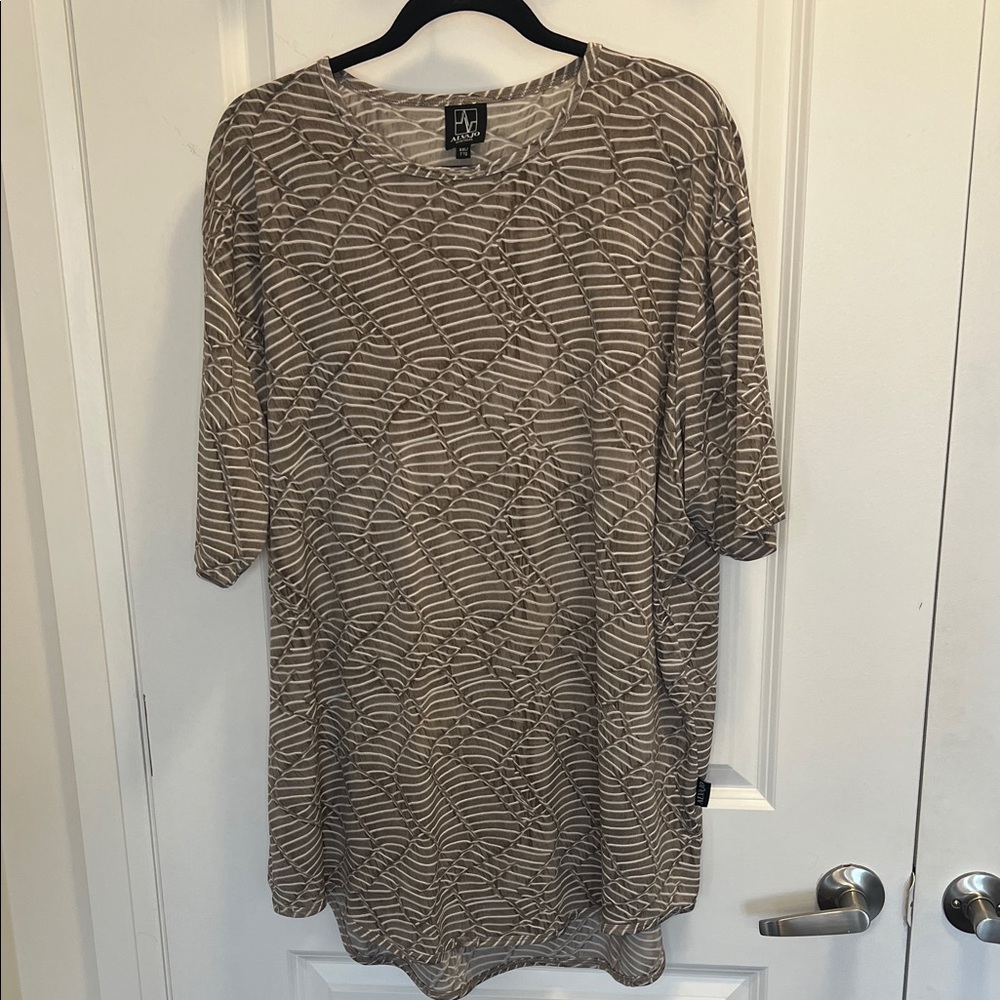 Stylish Tan Patterned Short Sleeve Shirt